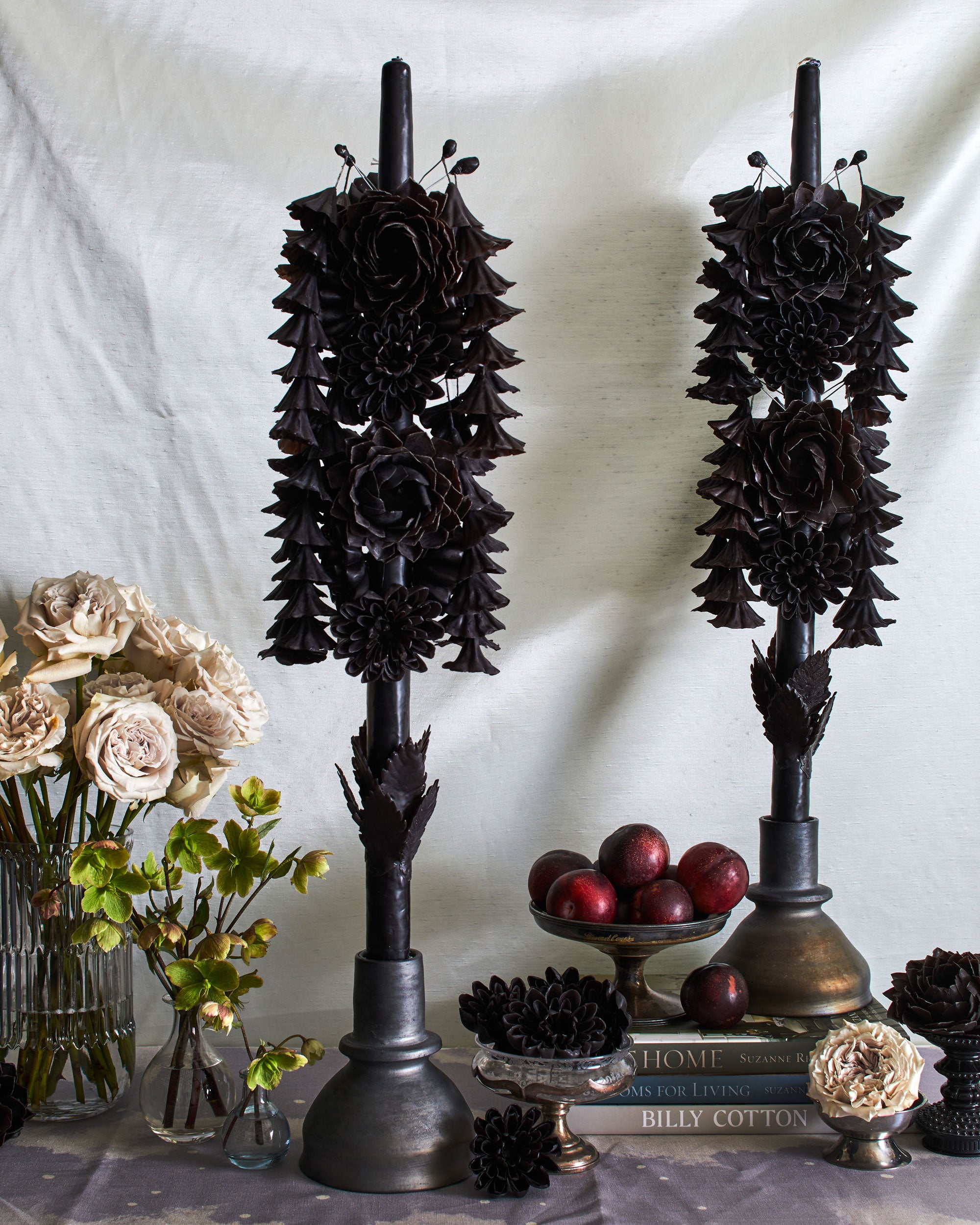 Black Flower Candle