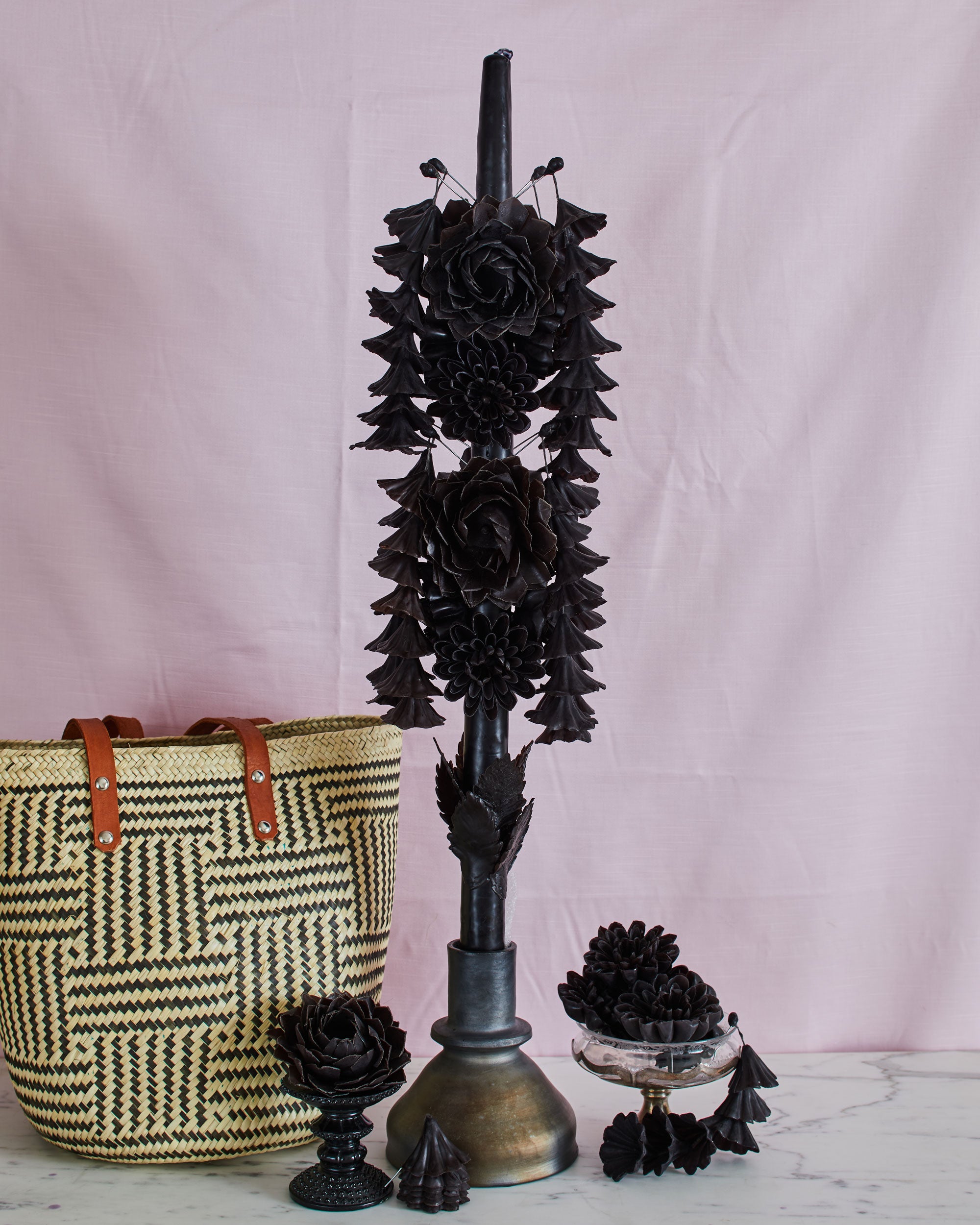 Black Flower Candle