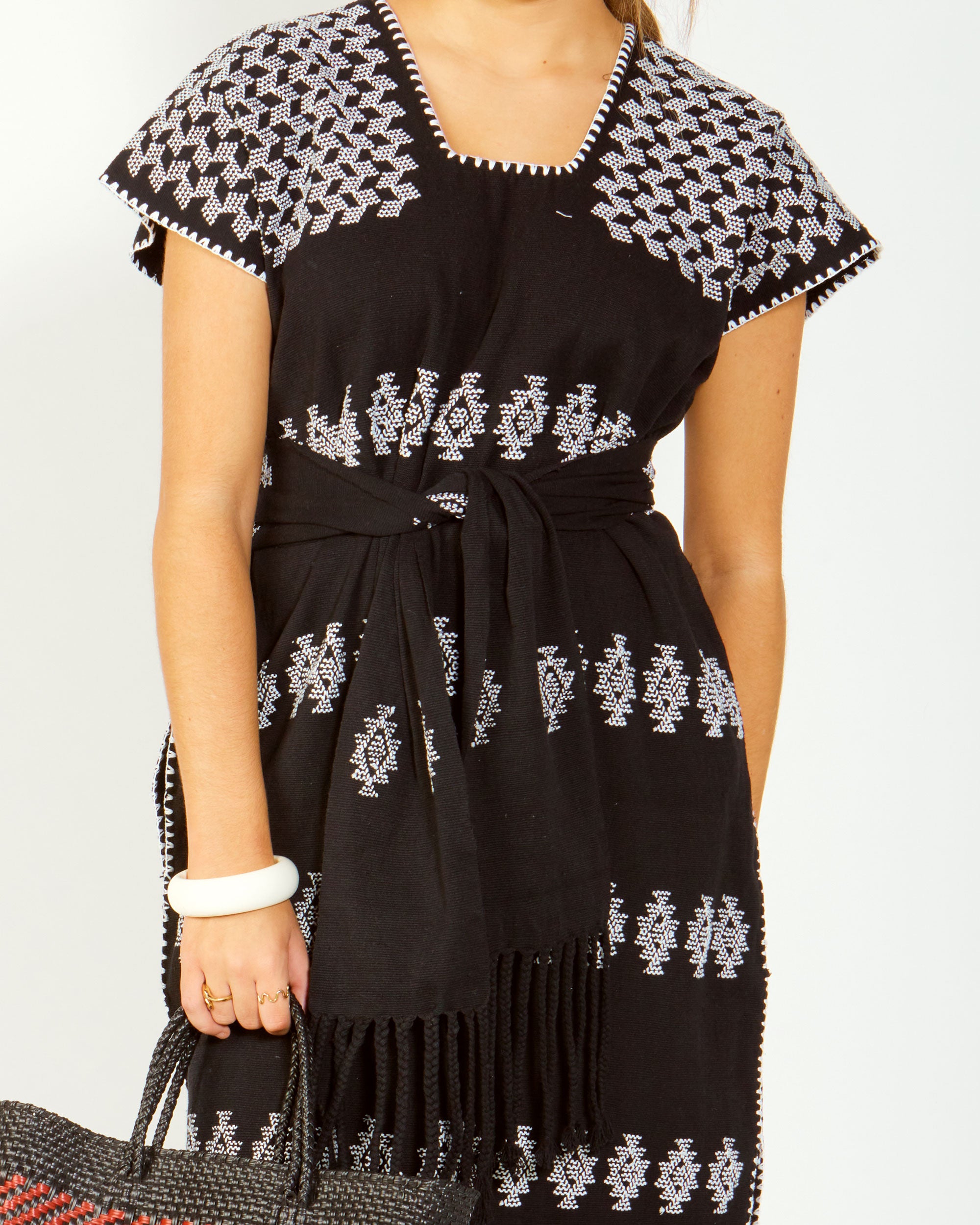 Midi Single Panel Huipil With Belt el Shoppo Midi Single Panel Huipil With Belt el Shoppo